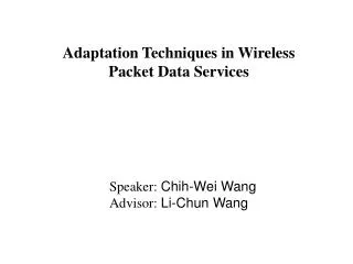 Adaptation Techniques in Wireless Packet Data Services