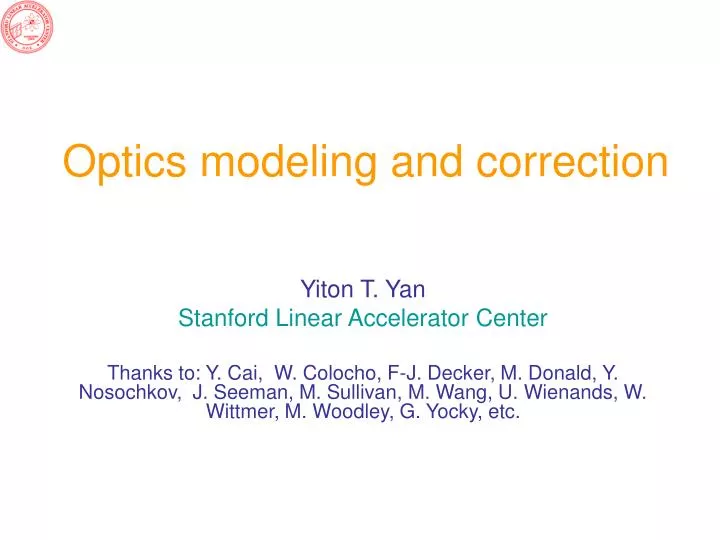 optics modeling and correction