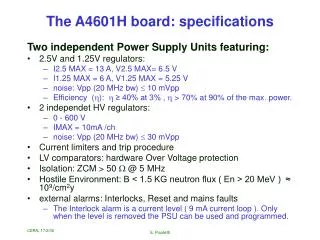 The A4601H board: specifications