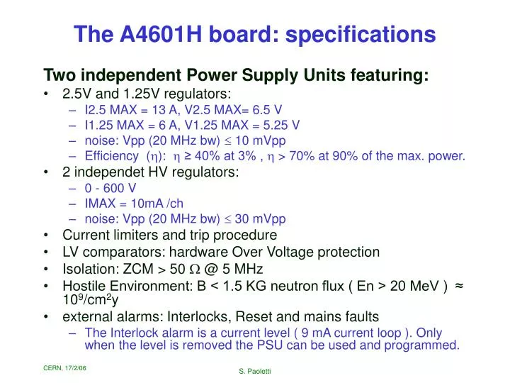 the a4601h board specifications