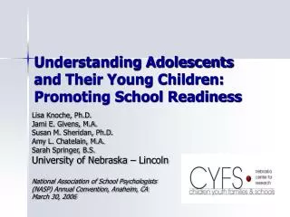 Understanding Adolescents and Their Young Children: Promoting School Readiness