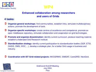 WP4 Enhanced collaboration among researchers and users of Grids