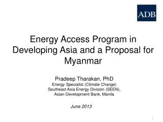 Energy Access Program in Developing Asia and a Proposal for Myanmar
