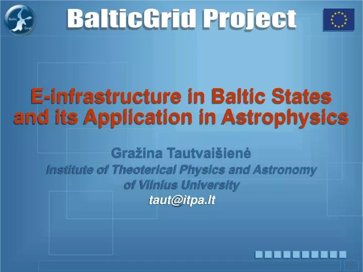e infrastructure in baltic states and its application in astrophysics