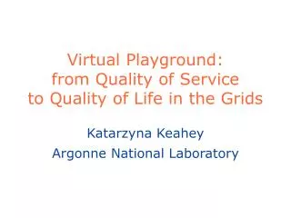 Virtual Playground: from Quality of Service to Quality of Life in the Grids