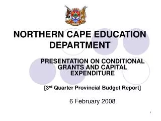 NORTHERN CAPE EDUCATION DEPARTMENT