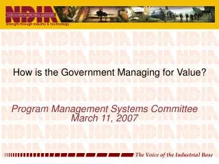 How is the Government Managing for Value?