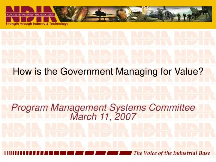 how is the government managing for value