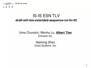 IS-IS ESN TLV draft-ietf-isis-extended-sequence-no-tlv-02