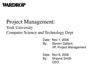 Project Management: York University Computer Science and Technology Dept