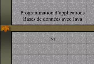 programmation d applications bases de donn es avec java