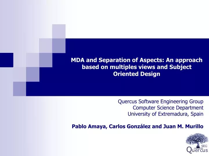 mda and separation of aspects an approach based on multiples views and subject oriented design
