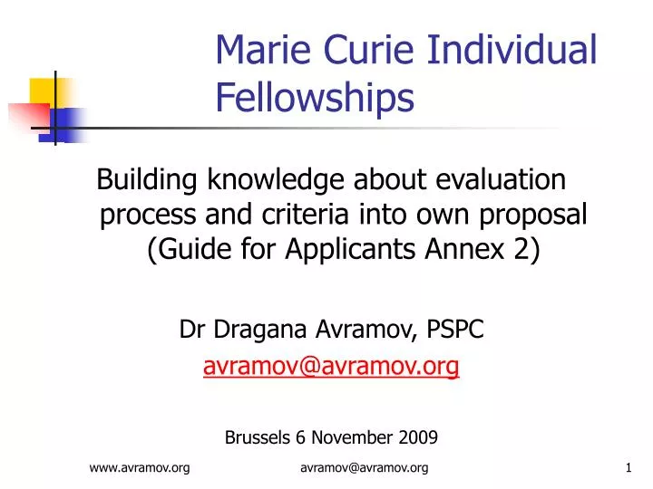 marie curie individual fellowships