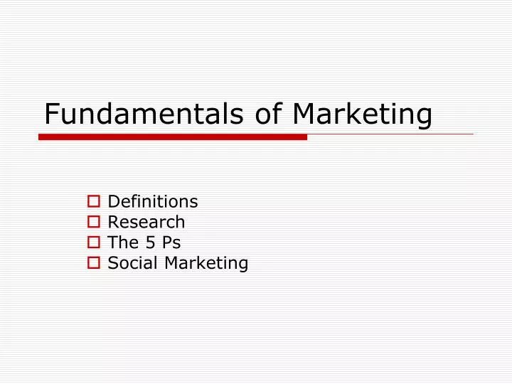 fundamentals of marketing n