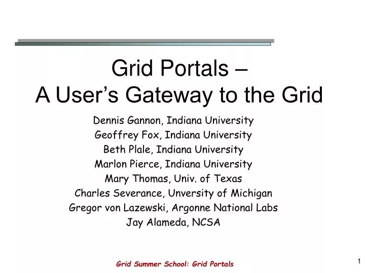 grid portals a user s gateway to the grid