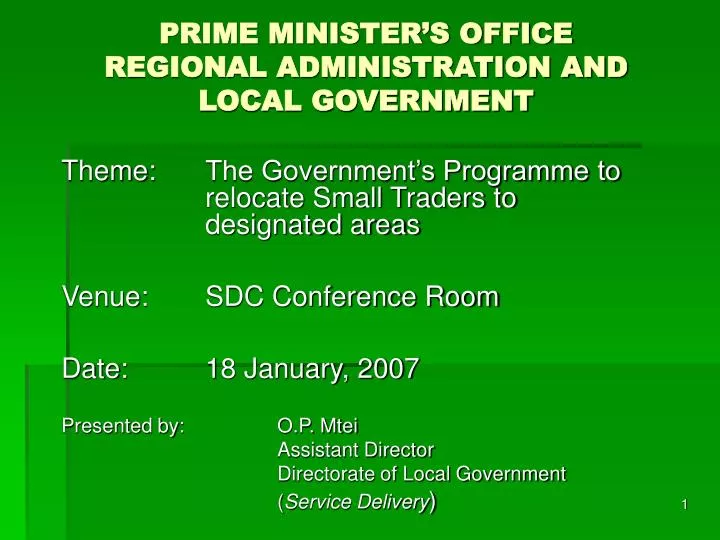 prime minister s office regional administration and local government