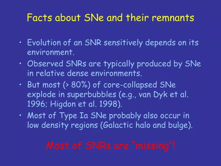facts about sne and their remnants