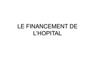 le financement de l hopital