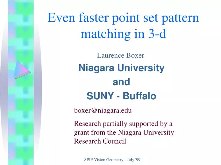 even faster point set pattern matching in 3 d