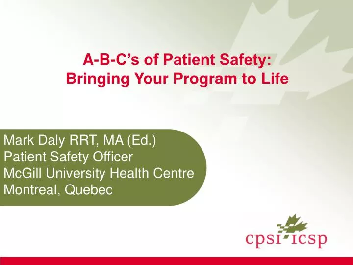 a b c s of patient safety bringing your program to life