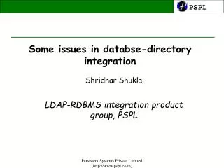 Some issues in databse-directory integration