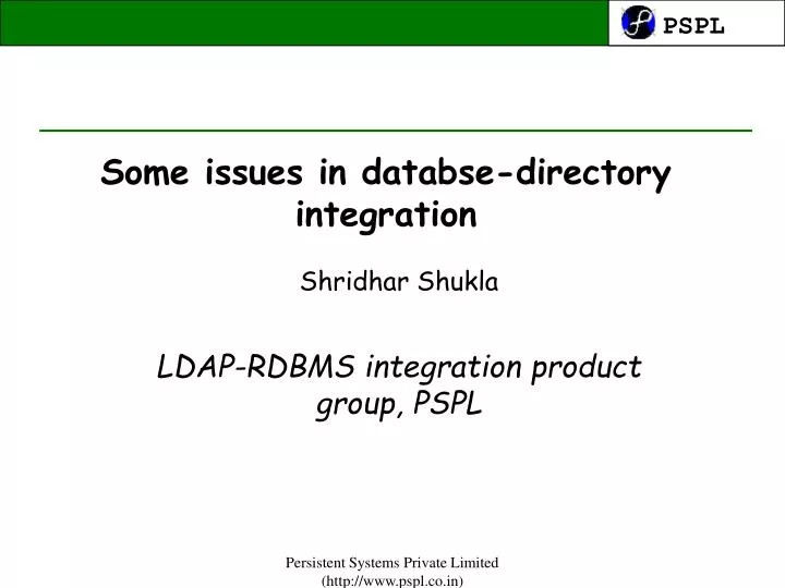 some issues in databse directory integration