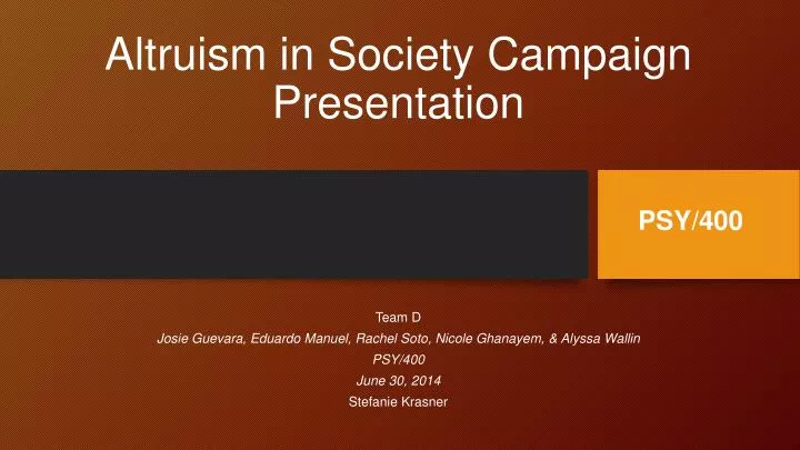 altruism in society campaign presentation