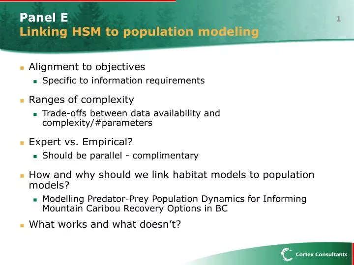 panel e linking hsm to population modeling