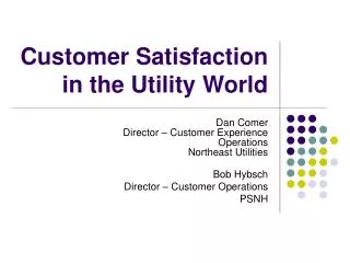 Customer Satisfaction in the Utility World