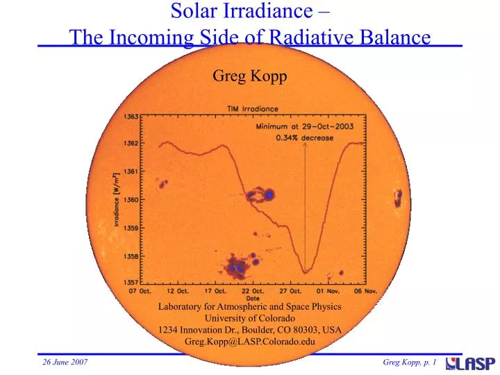 solar irradiance the incoming side of radiative balance