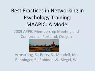 Best Practices in Networking in Psychology Training: MAAPIC: A Model