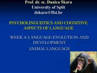 WEEK 4: LANGUAGE EVOLUTION AND DEVELOPMENT ANIMAL LANGUAGE