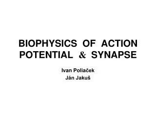 BIOPHYSICS OF ACTION POTENTIAL &amp; SYNAPSE