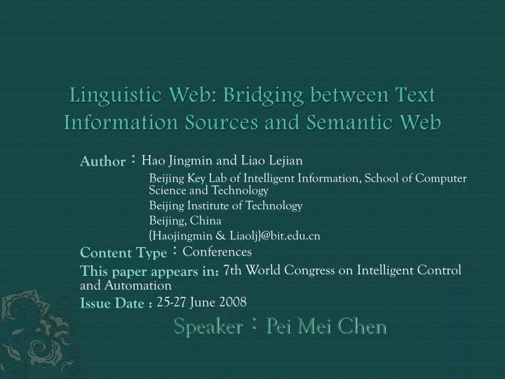 linguistic web bridging between text information sources and semantic web