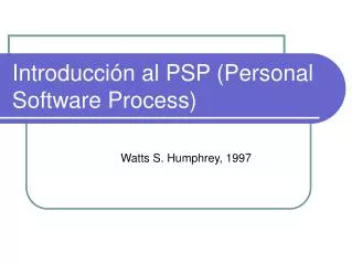introducci n al psp personal software process
