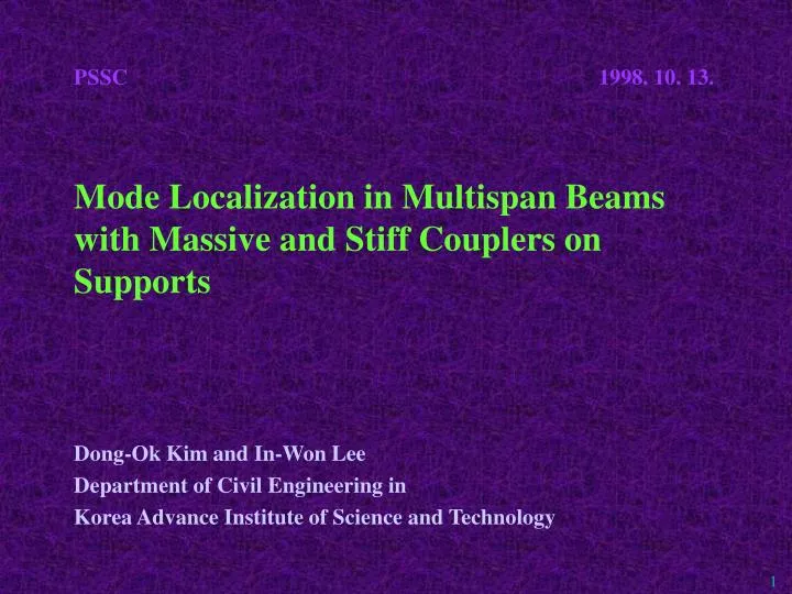 mode localization in multispan beams with massive and stiff couplers on supports
