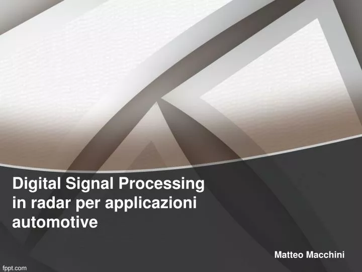 digital signal processing in radar per applicazioni automotive