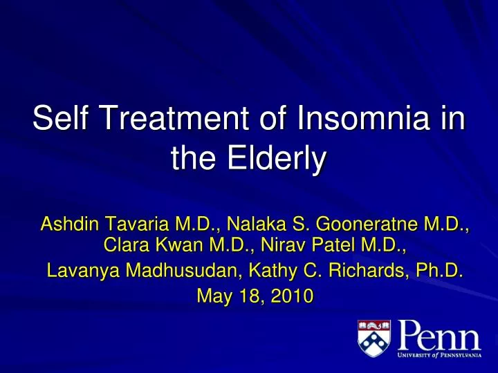 self treatment of insomnia in the elderly
