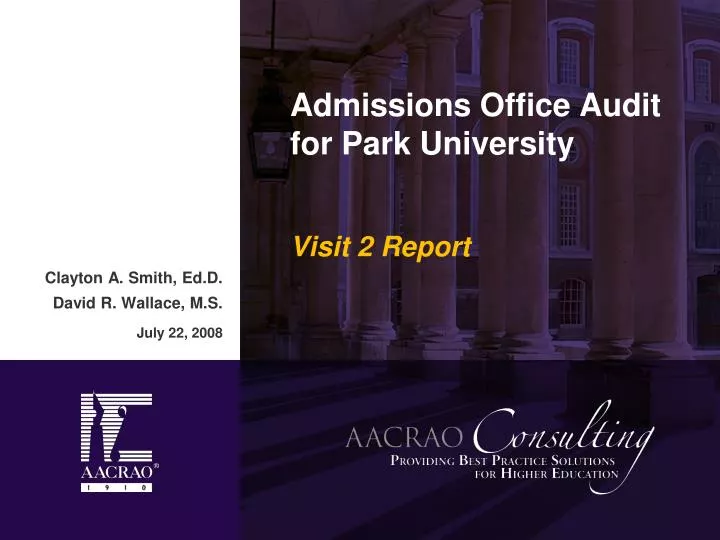 admissions office audit for park university visit 2 report