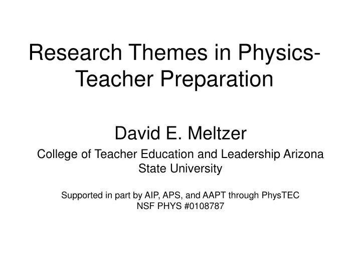 research themes in physics teacher preparation