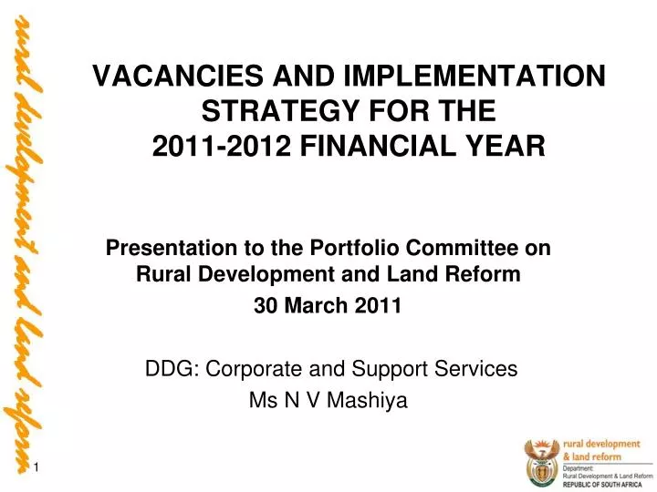 vacancies and implementation strategy for the 2011 2012 financial year