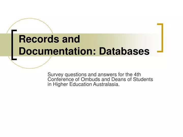 records and documentation databases