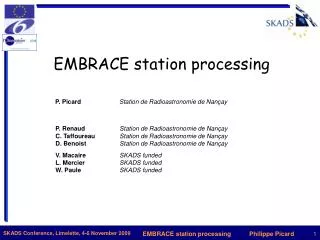 EMBRACE station processing