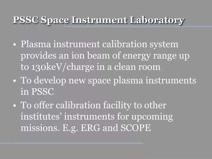 pssc space instrument laboratory