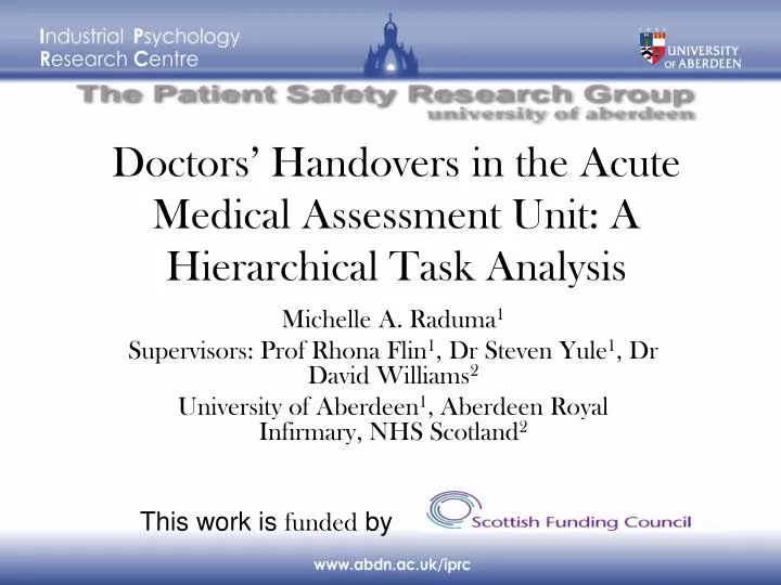 doctors handovers in the acute medical assessment unit a hierarchical task analysis