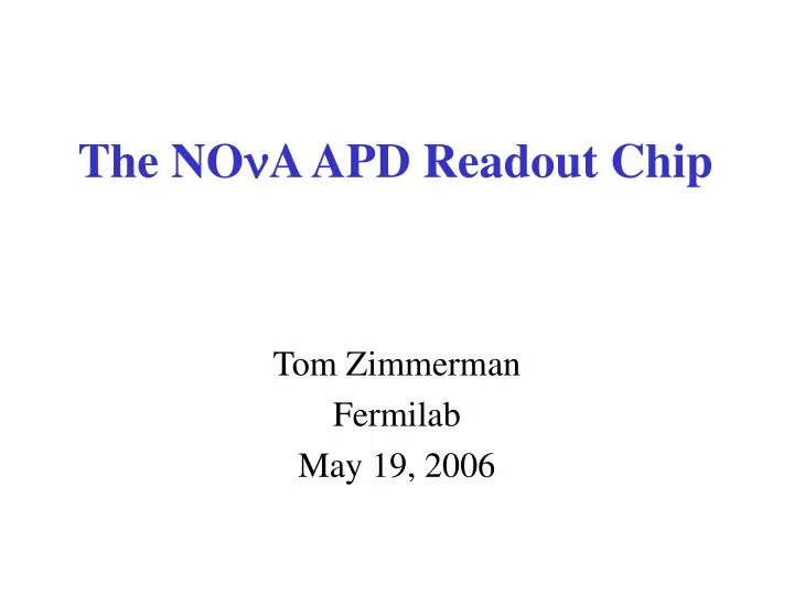 the no n a apd readout chip