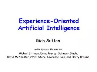 Experience-Oriented Artificial Intelligence
