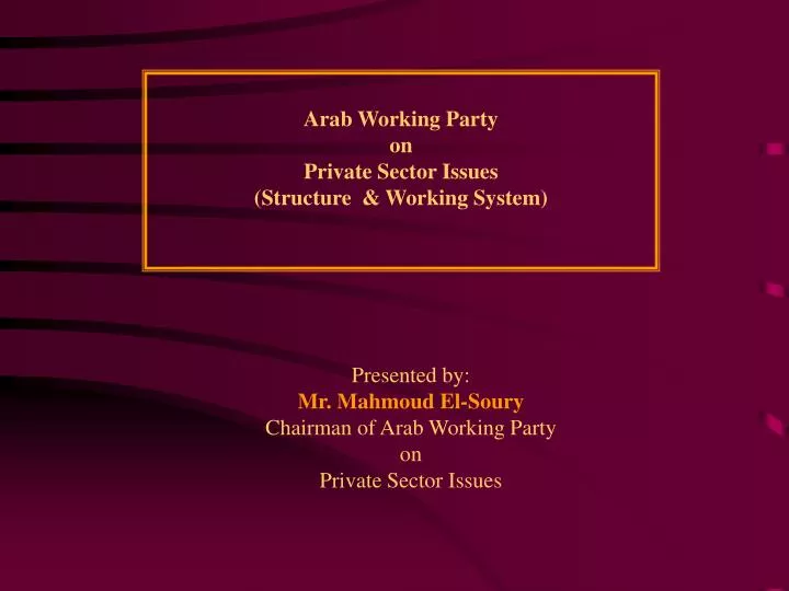 arab working party on private sector issues structure working system