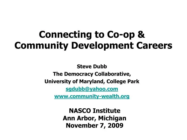 connecting to co op community development careers