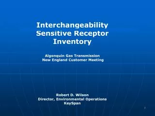 Interchangeability Sensitive Receptor Inventory Algonquin Gas Transmission